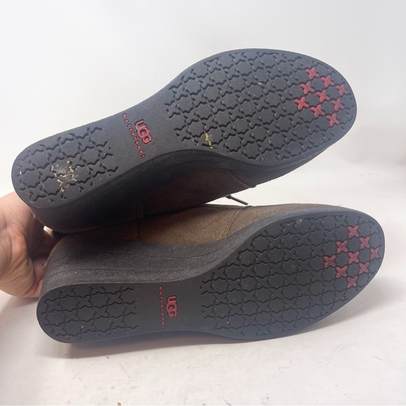 UGG Women’s Zea Brown Wedge Ankle Shearling waterproof Boots Size 19 - Picture 8 of 9